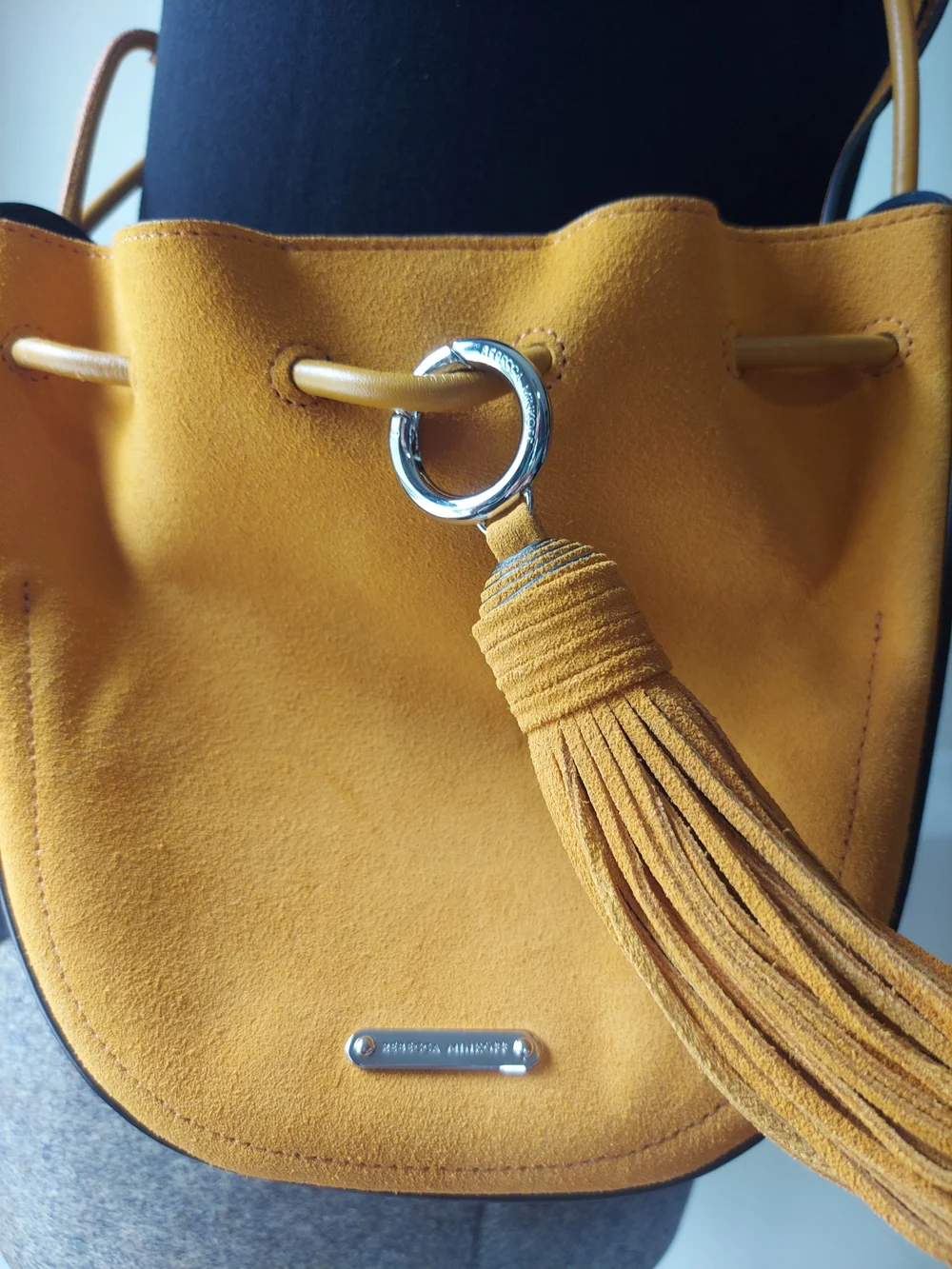Rebecca Minkoff Mustard Yellow Tassel Crossbody Bag Boho